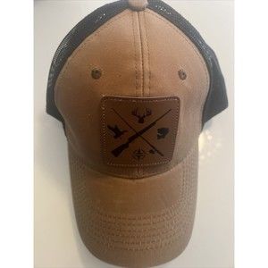 FIERCE 901 Hunting Fishing Leather Patch Brown/Black Trucker Hat Cap
